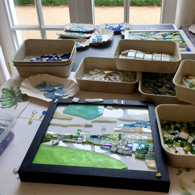 Arbeitsplatz Glasmosaikbild Arbeitsplatz Glasmosaikbild